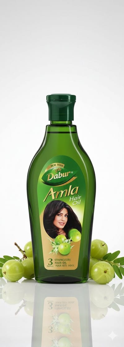 Dabur Amla Haarolie (180ml) – Natuurlijke Verzorging voor Sterk, Lang en Glanzend Haar – Verrijkt met Indiase Kruisbes (Amla) – Voor Intensieve Voeding en Gezonde Hoofdhuid met Kajal Sticker