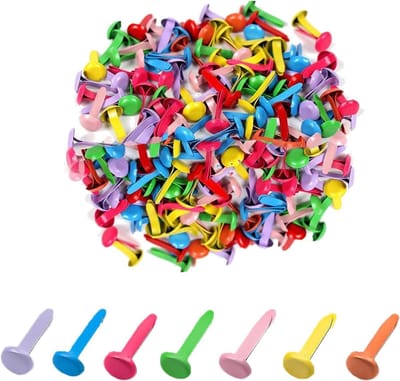 leersao Monsterzakklemmen, metaal100 stuks, ronde kopklemmen, mini-brads, licht en herbruikbaar, voor school, kantoor, papier, briefklemmen, knutselen, doe-het-zelf