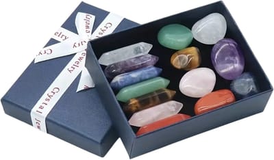 14 Delige Chakra Edelstenen Set - Natuurlijke Dubbelpunt Kristallen - Reiki & Meditatie Stenen - Inclusief Luxe Geschenkdoos - Voor Energie Balans, Healing & Decoratie - Ideaal Cadeau voor Spiritualiteit & Wellness Liefhebbers - 7 Chakra's