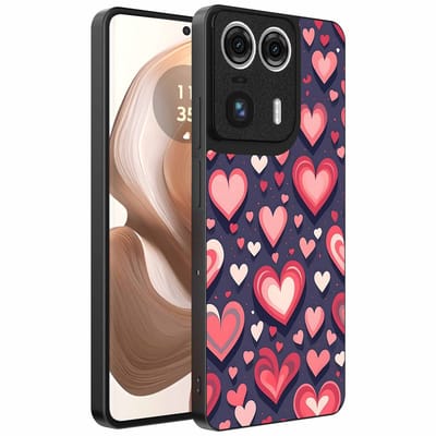 Geschikt voor Motorola Edge 50 Ultra Telefoonhoesje met Hartjes Opdruk - TPU Backcover Case With Heart Design - Smartphonica geschikt voor Motorola Edge 50 Ultra