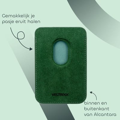 Veltrixx Apple iPhone – MagSafe Wallet – MagSafe Pasjeshouder – Alcantara – Emerald Green