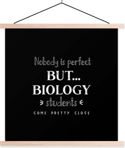 Posterhanger incl. Poster 40x40 cm - Schoolplaat - Biologie - Studie - Quotes - Bèta - Textielposter - Blanke latten