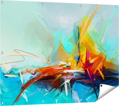 Gards Tuinposter Abstracte Kunst - Kampvuur - 120x90 cm - Tuindoek - Tuindecoratie - Wanddecoratie buiten - Tuinschilderij