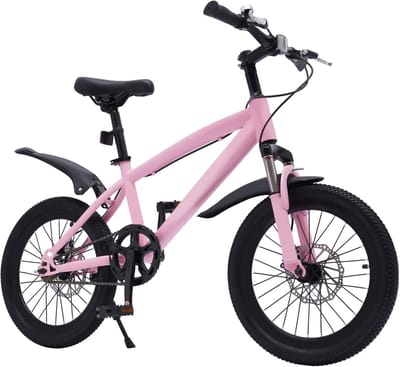 Kinderfiets MTB - Meisjesfiets Jongensfiets - Buiten Fietsen - Inclusief Accessoires - 18 Inch - Roze Zwart