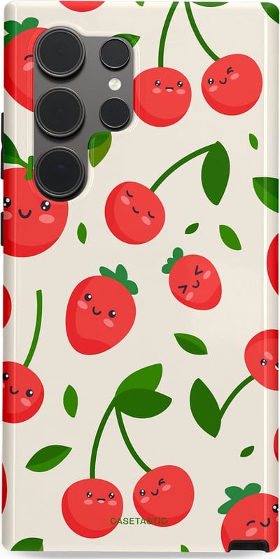 Casetastic Hoesje Geschikt voor Samsung S24 Ultra - Stijlvolle Beschermende Duo-layer Case - Knappe Kers