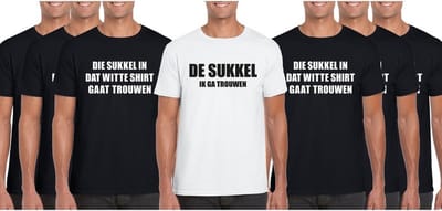 Vrijgezellenfeest heren t-shirt pakket De Sukkel - 7 shirts - maat L