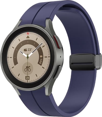 By Qubix - D-buckle sportbandje 20mm - Donkerblauw - Geschikt voor Samsung Galaxy Watch 7 (40 & 44mm) - Galaxy Watch FE - Galaxy Watch 6 - Galaxy Watch 6 Pro - Galaxy Watch 5 - 5 Pro - Galaxy Watch 4 - 4 Classic