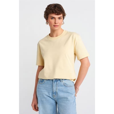 Dames Katoenen T-shirt met Ronde Hals