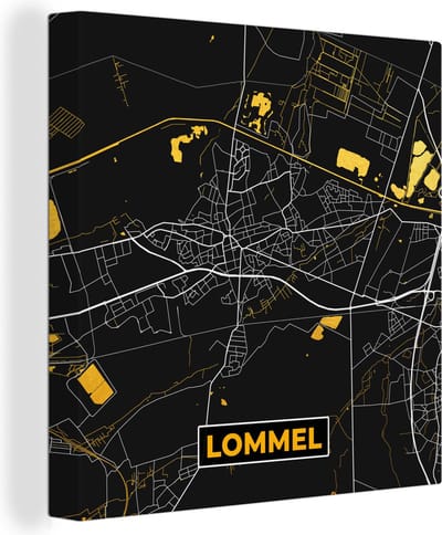 Canvas Schilderij Lommel - Stadskaart - Goud - Plattegrond - Kaart - 20x20 cm - Wanddecoratie