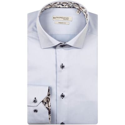 Giordano Overhemd Locarno Subtle Contrast Two-Ply Plain Twill Soft Blue / male