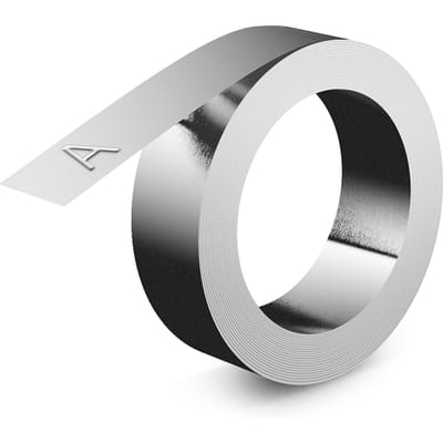 Reliëftape Dymo embossing zelfklevend aluminium 12mm zilver