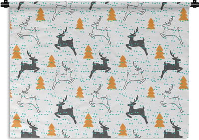 Wandkleed - Wanddoek - Hert - Patroon - Boom - 120x90 cm - Wandtapijt