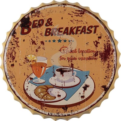 Clayre & Eef Tekstbord Ø 50 cm Geel IJzer