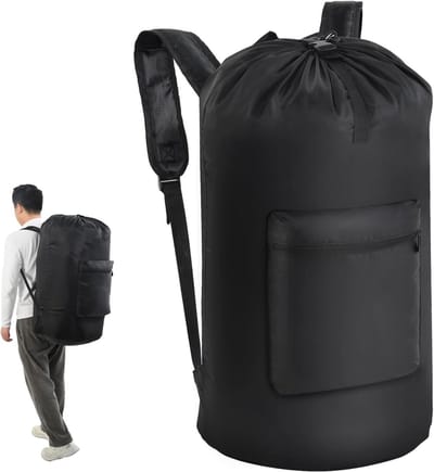 Grote Vouwbare Waszak voor Camping en Reizen, 41 x 81 cm, Oxford Stof, Trekkoord, Ideaal voor Vuile Was en Picknicks