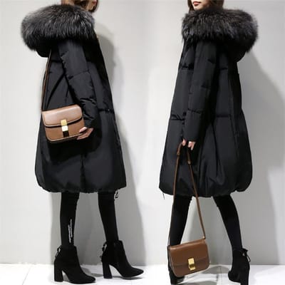Vêtements d'hiver en coton pour femmes de grande taille, grosses filles, gros col poilu, vêtements en coton XXXXL noir