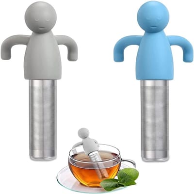 2 Stuks RVS Theefilter met Siliconen Handvat voor Losse Thee, Koffie en Kruiden - Duurzaam en Handig Theezeefje voor Theepot en Mok
