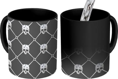 Magische Mok - Foto op Warmte Mokken - Koffiemok - Patronen - Skull - Botten - Piraten - Jongens - Kinderen - Kids - Jongetje - Magic Mok - Beker - 350 ML - Theemok