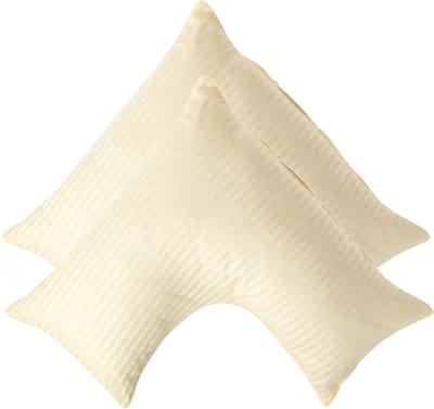 Homescapes Satijn Streep Katoen V-Kussensloop – Set van 2 - Lichtgeel - 100% Egyptisch Katoen - 330TC - 38 x 76 cm