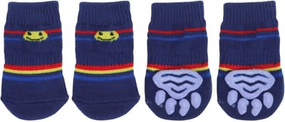 antislipsokken met glimlachend gezichtspatroon, sokken voor honden en katten, huisdiersokken voor binnen, pootbescherming en hechting dankzij siliconengel, 1 set (4 stuks) S