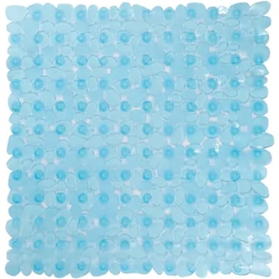 MSV Douche/bad anti-slip mat - badkamer - pvc - aqua blauw - 53 x 53 cm - zuignappen - steentjes motief