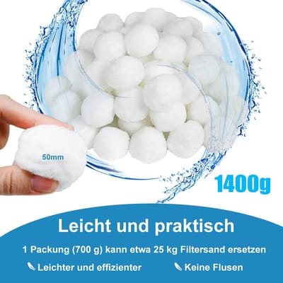 Wit Filterballen, 1400g Zwembadfilterballen kan 50KG Filterzand Vervangen, Zandfilter Installaties, Zwembadfilter, Zandfilter Vervangingsproducten, Filterballen voor Zwembad/Aquarium/Filterpomp, NAIZY
