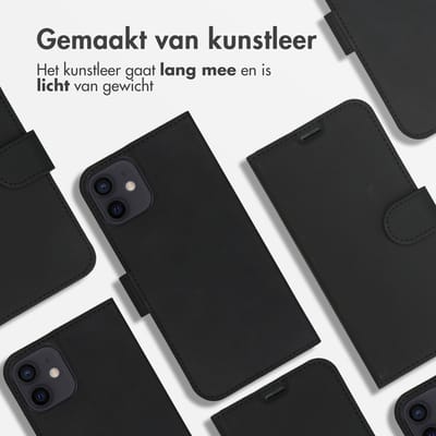 Accezz Hoesje - Geschikt voor Apple iPhone 12 Pro / 12 - Wallet Softcase Bookcase - Zwart