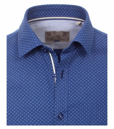 Chemise Venti Bleue fantaisie ☆Semi Cintrée (Modern Fit) avec manches extra-longues 72cm M