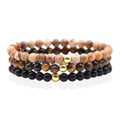 Memphis Stacked Kralen Armbanden set - 6mm Brown