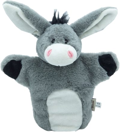 Cute since 1999 - Knuffel handpop Grijze Ezel - Dier knuffel - Handpop voor poppenkast - 20cm