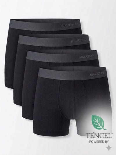 Heren Boxershorts 4-Pack – Tencel™ (Lyocell) – Naadloos - Zwart - Maat M/L