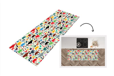 Keukenloper - Loper keuken - Regenboog - Dieren - Patronen - Kinderen - 150x50 cm - Keukenloper vinyl