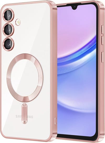 Hoesje geschikt voor Samsung Galaxy A15 4G/5G - Techsuit Luxury Crystal Back Cover - Geschikt voor MagSafe - Transparant/Roze