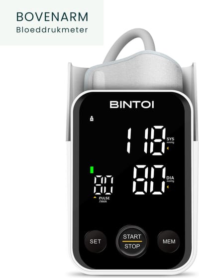 Bintoi BX400 - Bloeddrukmeter Bovenarm - Bloeddrukmeters - Hartslagmeter - Manchet 22tot40cm - Opbergtas, Batterijen en Voorleesfunctie - 2Gebruikers