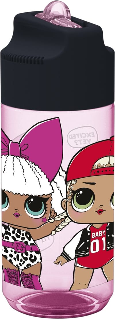 L.O.L. Surprise! Tritan Drinkfles - 430 ml – Vaatwasserbestendig & BPA-vrij - Drinkfles voor kinderen – Transparant roze/Zwart