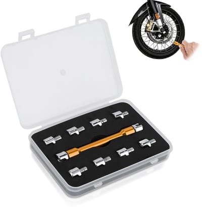 Dailygoods- Spaakmoersleutelset 10 Maten - CNC Sleutelsleutelset - Reparatiegereedschap - Geschikt voor Motorfietsen - Lengte 93 mm - Aluminium/IJzer - Spaaksleutel