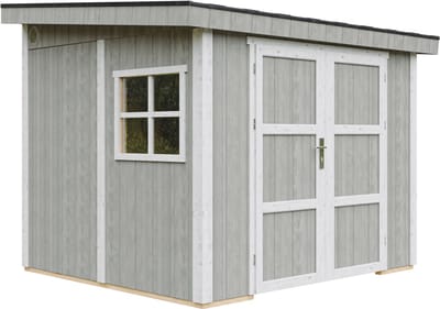 Timbela M938B-TUNDRA GREY - LP SmartSide Tuinhuis op houtbasis - 5,9 m² - 248x294xH231 cm - zonder vloer en zijwand (totaal 3 wanden) met verf