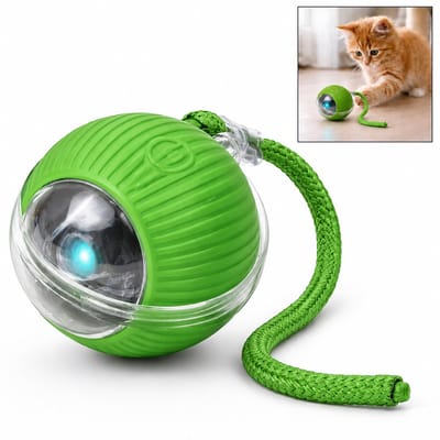 Benza Interactief Kattenspeelgoed – Zelfrollende Kattenbal Groen – 3 Modi – USB Oplaadbaar – Voor Katten & Kleine Honden - Groen