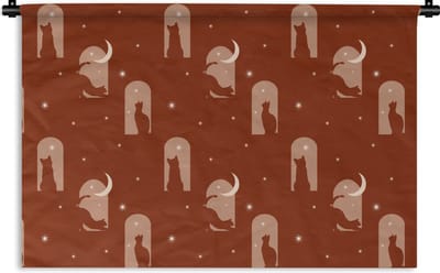 Wandkleed - Wanddoek - Sterren - Kat - Design - 180x120 cm - Wandtapijt