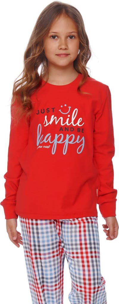 Doctor Nap Familie Pyjama Meisjes Jongens Volwassenen Katoen | Lange Mouw Lange Broek | Kerst Winter Matching Gezin Pyama | Happy Smile Red PDU.4568 110/116