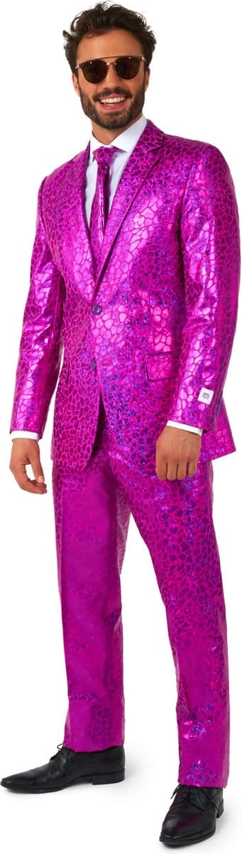 OppoSuits Peppy Pink - Heren Pak - Kostuum - Pride - Carnavalskleding - Roze - Maat 46