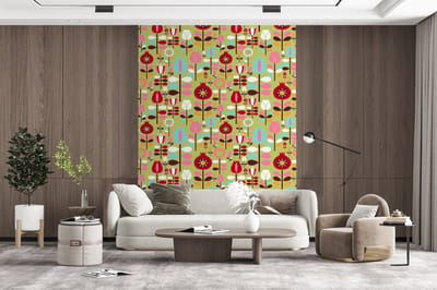 Behang - Fotobehang Patronen - Bloemen - Kleuren - Breedte 165 cm x hoogte 220 cm