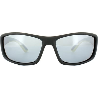 Polaroid Sport Wrap Heren Zwart Geel Gray Silver Mirror Polariseerde zonnebril