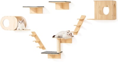 Brandistry - Kattenwand – Wandgemonteerde Kattenplanken - Klimmuur Katten - Krabpaal – Draagkracht 18 kg – Ruimtebesparend