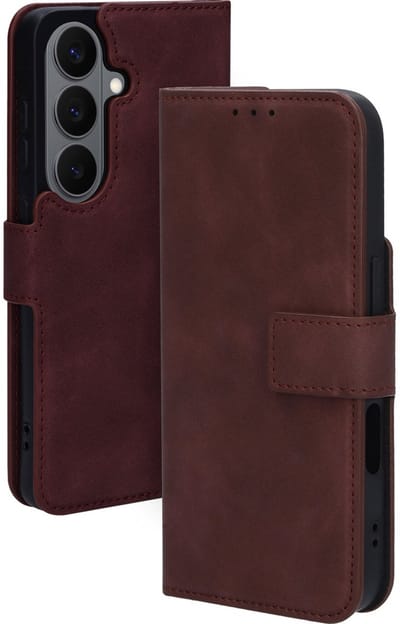 Mobiparts hoesje geschikt voor Samsung Galaxy S26 - Wallet/Boekhoesje - Eco Leer - Magneet Sluiting - Opberg vakken - Paars Rood