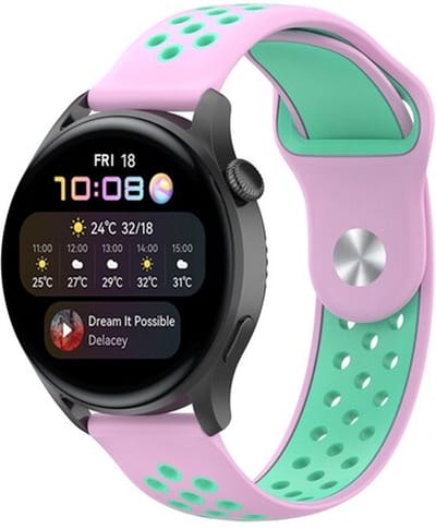 By Qubix - Geschikt voor Garmin bandje - Geschikt voor Garmin Vivoactive 4 / 4L - Sport Edition Siliconen band - Roze + groen - Smartwatch bandje 22mm