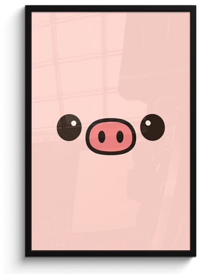 Poster in lijst - Fotolijst 60x90 cm - Posters - Varken - Roze - Minimalistisch - Posterlijst zwart - Decoratie - Wanddecoratie woonkamer - Muurdecoratie slaapkamer