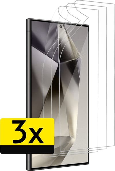 Screenprotector - Folie Geschikt voor Samsung Galaxy S24 Ultra - 3 Stuks - Ultra Clear - Bescherm Folie - Soft TPU - Screen Protector