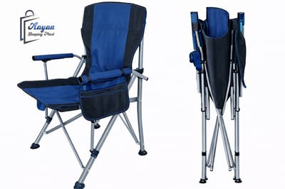 Opvouwbare Campingstoel Blauw – Visstoel met Armleuningen Bekerhouder Draagtas – Outdoor – vouwstoel – klapstoelen – 84206