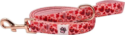 Hondenriem - Leiband Hond - Kleurrijke Honden Riem - Roze - Rood - Hartjes - Love at First Bark - Paw My God!