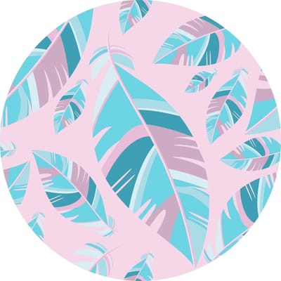 Vinyl | Vloerkleed vinyl rond | Veren roze | 95 cm Rond